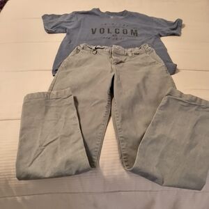 Boy's Volcom Slate Blue Tee size M and Hurley Cotton Gray Pants size 10